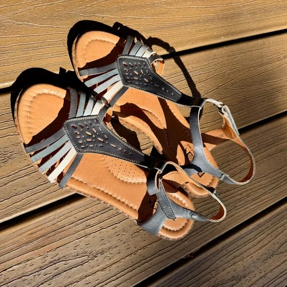 PIKOLINOS Blue Ocean Multi Cutout Leather T-Strap Flat Sandals sz 42 11.5-12 EUC - Picture 6 of 12